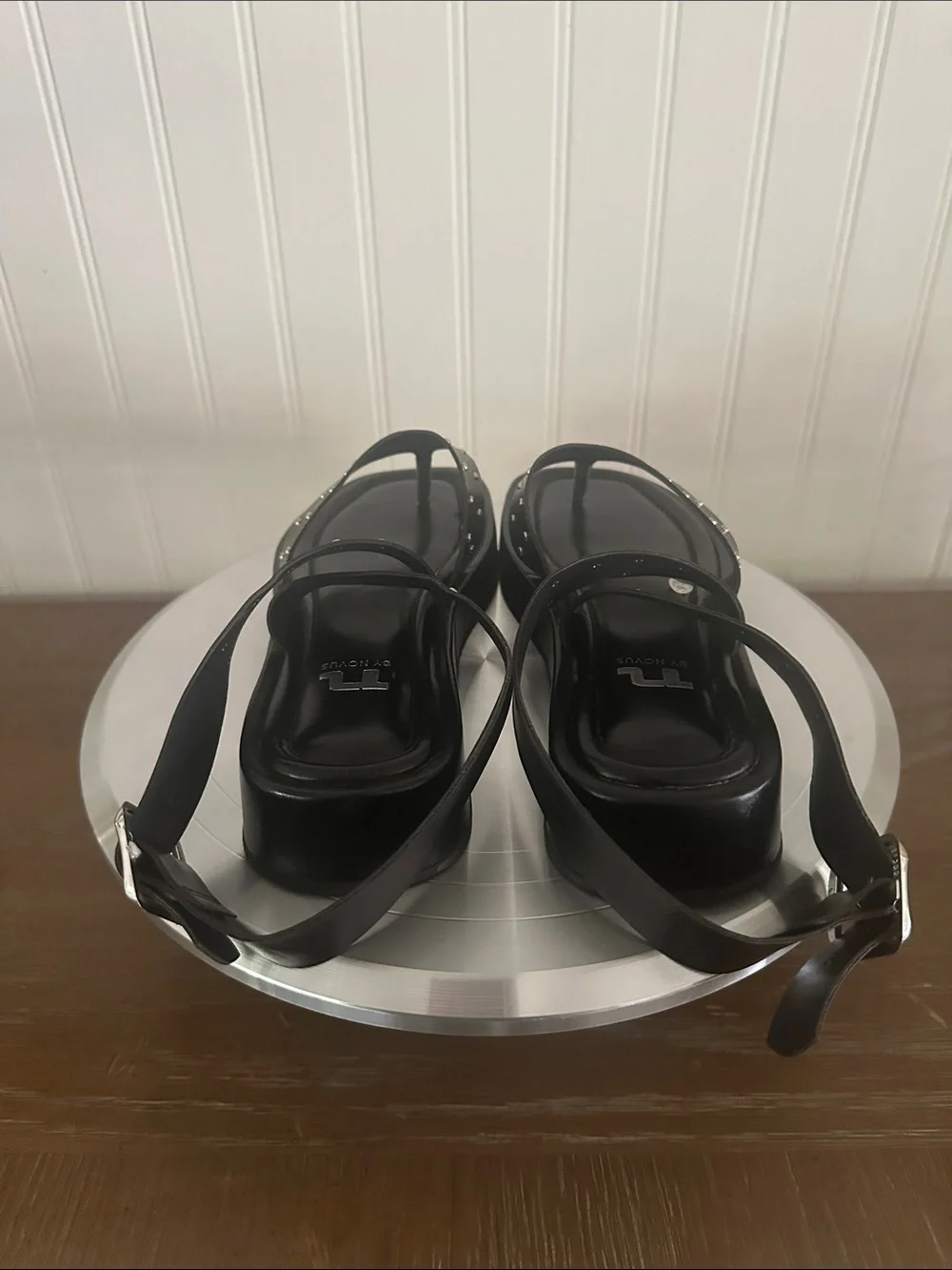 NOVUS Black Studded Ankle Straps Sandals Like New sz 6